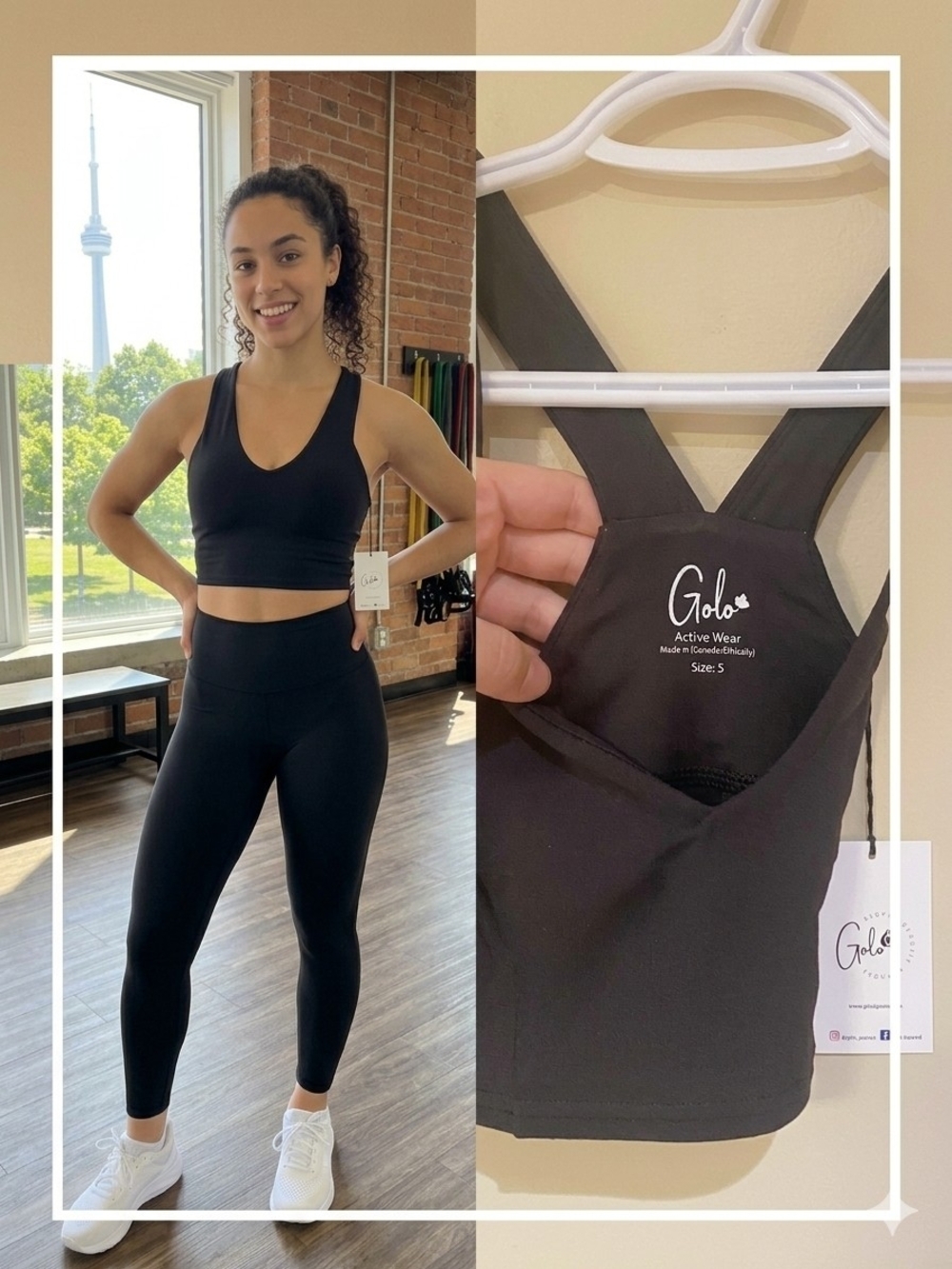 ✨ NWT Goldie's Black Cross-Back Longline Sports Bra Crop Top - Size S